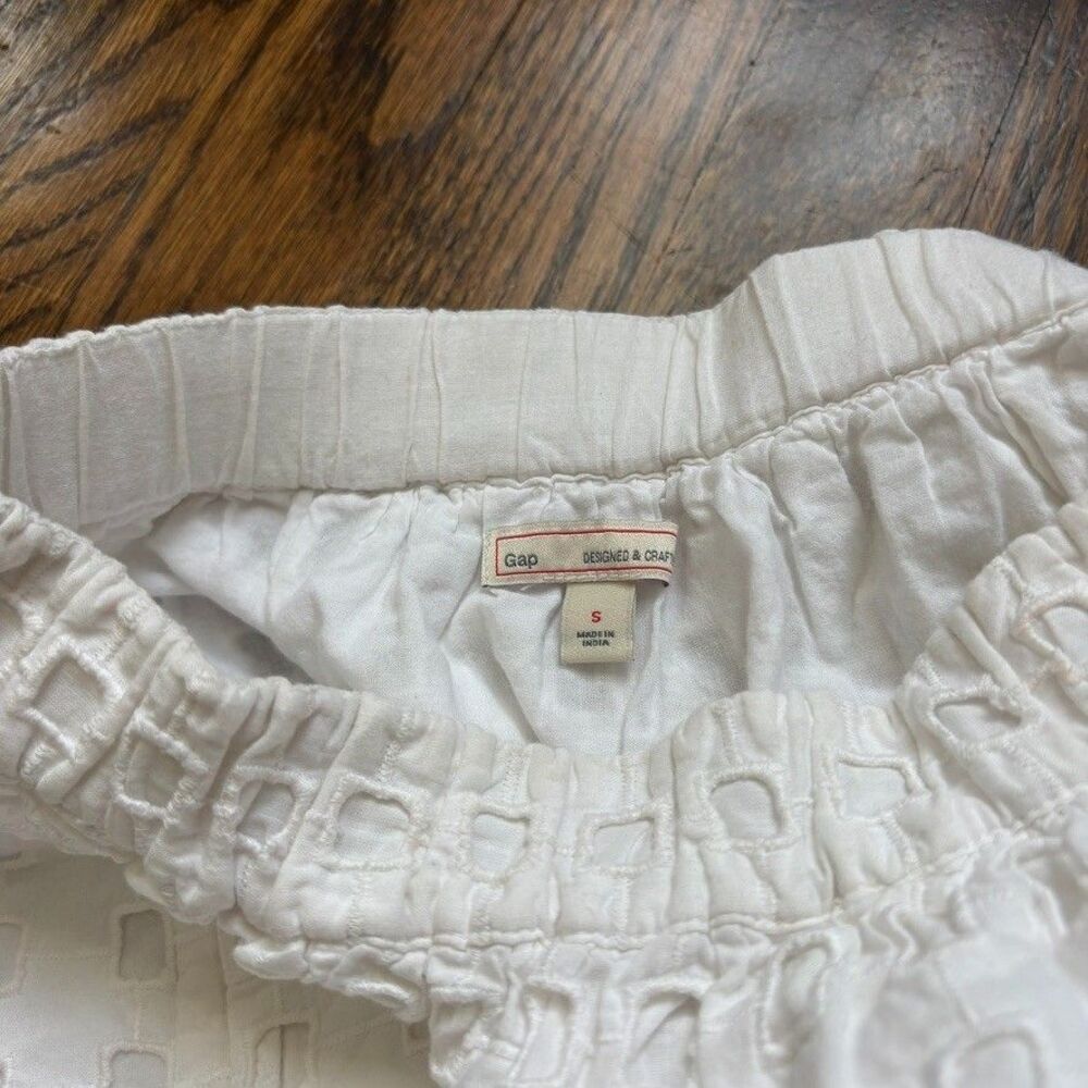 Gap Designed & Crafted White Eyelet Cotton Midi Skirt Elastic Lined Sz S - Picture 6 of 6